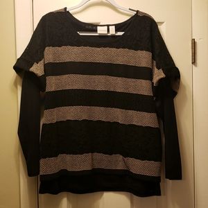 Chico's Black & Tan Layered Blouse, Size 3
